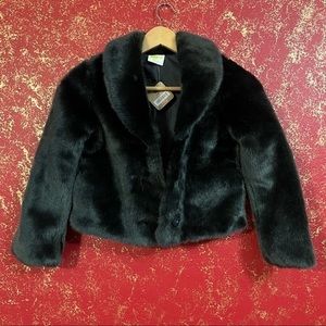 CRAZY 8 Girls Faux Fur Black Jacket 7 8